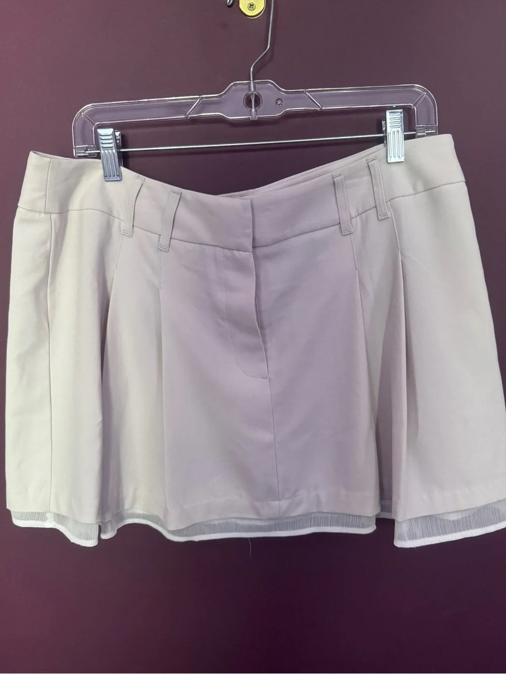 Women's Cream Pleated mini skirt